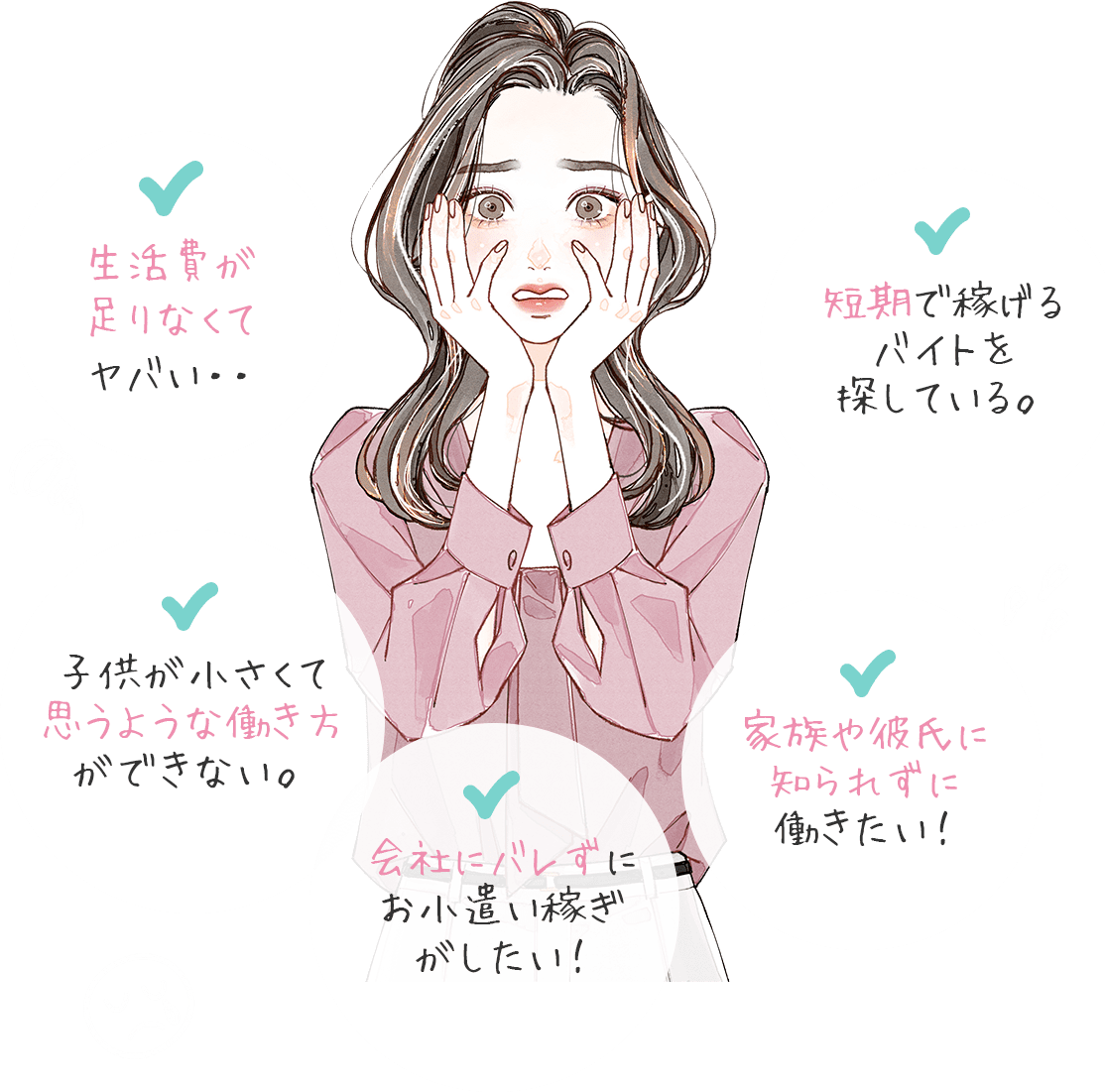 短期で稼げるバイトを探している、家族や彼氏に知られずに働きたい
